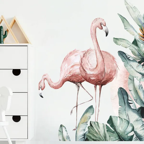 Impresi Samolepka do detskej izby Plameňáci a palmové listy - 90x30cm 2ks