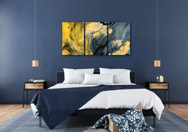 Impresi Obraz Abstraktný žlto sivý - 120 x 60 cm (3 dielný)
