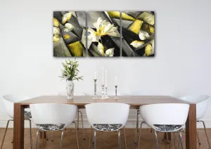 Impresi Obraz Abstraktné žlto sivý - 150 x 70 cm (3 dielny)