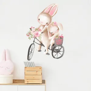 Impresi Samolepka do detskej izby Zajačikovia na bicykli - 60x30 cm