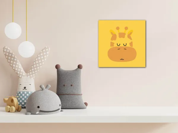 Impresi Obraz Cute giraffe yellow background - 20 x 20 cm