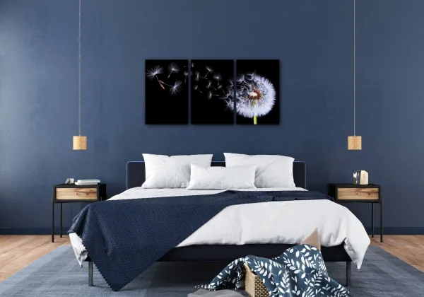 Impresi Obraz Púpava na čiernom pozadí - 120 x 60 cm (3 dielný)