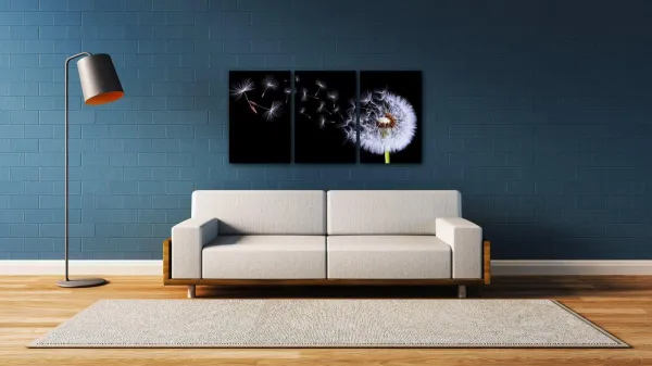 Impresi Obraz Púpava na čiernom pozadí - 120 x 60 cm (3 dielný)
