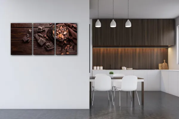 Impresi Obraz Zátišie s čokoládou - 120 x 60 cm (3 dielný)