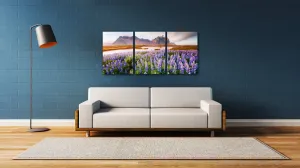Impresi Obraz Horská krajina s kvety - 150 x 70 cm (3 dielny)