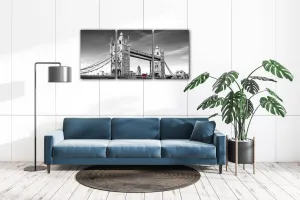 Impresi Obraz Tower Bridge čiernobielý - 150 x 70 cm (3 dielny)