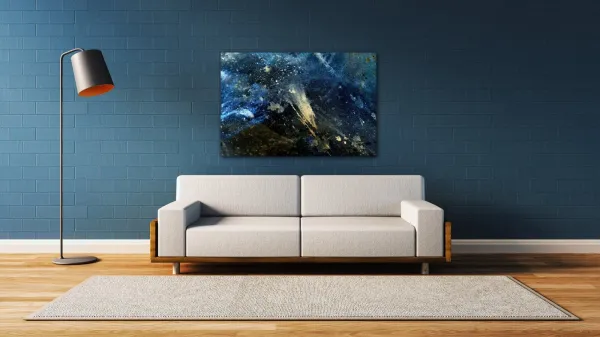 Impresi Obraz Abstrakt modrý so zlatým detailom - 90 x 60 cm