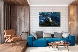 Impresi Obraz Abstrakt modrý so zlatým detailom - 90 x 60 cm