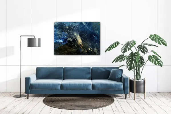 Impresi Obraz Abstrakt modrý so zlatým detailom - 70 x 50 cm
