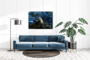 Impresi Obraz Abstrakt modrý so zlatým detailom - 70 x 50 cm