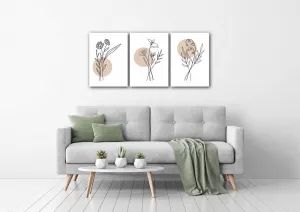 Impresi Obraz Kvety škandinávsky štýl - 150 x 70 cm (3 dielny)