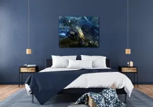 Impresi Obraz Abstrakt modrý so zlatým detailom - 90 x 70 cm