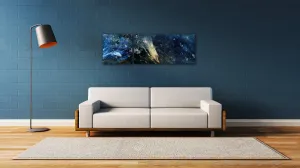 Impresi Obraz Abstrakt modrý so zlatým detailom - 90 x 30 cm (3 dielny)
