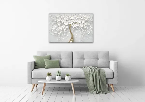 Impresi Obraz Biely strom s kvetinami - 90 x 60 cm