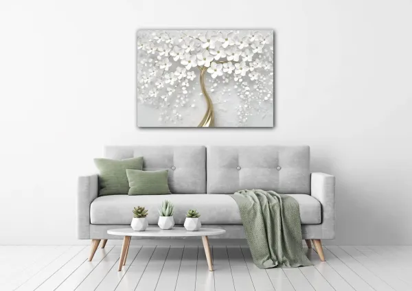Impresi Obraz Biely strom s kvetinami - 70 x 50 cm