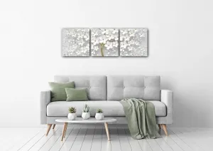 Impresi Obraz Biely strom s kvetinami - 90 x 30 cm (3 dielny)
