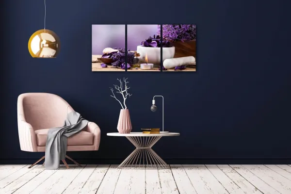 Impresi Obraz Levanduľovej zátišie - 150 x 70 cm (3 dielny)
