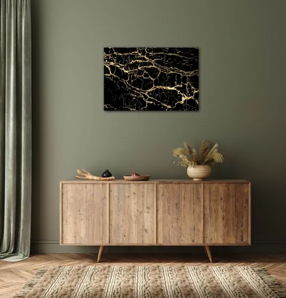 Impresi Obraz Mramor čierno-zlatý - 60 x 40 cm