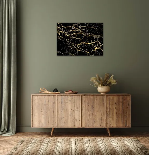 Impresi Obraz Mramor čierno-zlatý - 70 x 50 cm