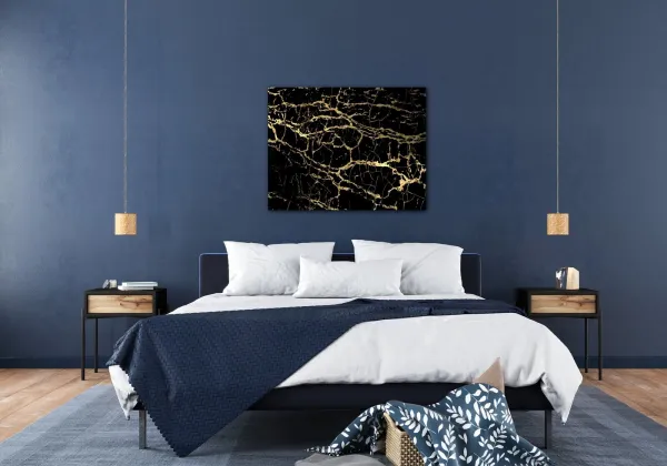 Impresi Obraz Mramor čierno-zlatý - 90 x 70 cm
