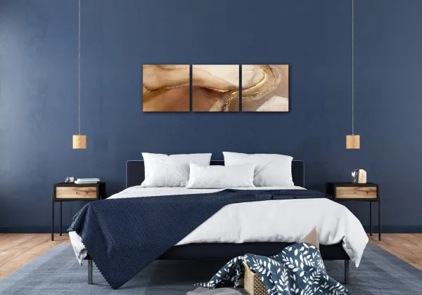 Impresi Obraz Abstrakt zlatý mramor - 90 x 30 cm (3 dielny)