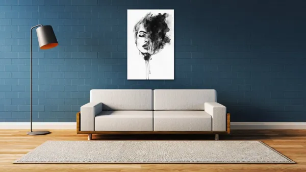 Impresi Obraz Maľovaný portrét ženy čiernobiely - 60 x 90 cm