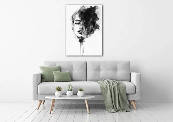 Impresi Obraz Maľovaný portrét ženy čiernobiely - 50 x 70 cm