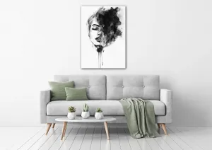 Impresi Obraz Maľovaný portrét ženy čiernobiely - 50 x 70 cm