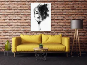Impresi Obraz Maľovaný portrét ženy čiernobiely - 50 x 70 cm