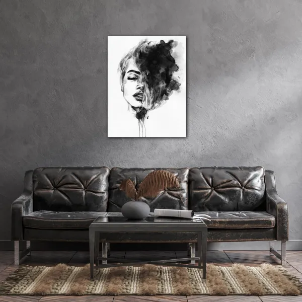Impresi Obraz Maľovaný portrét ženy čiernobiely - 70 x 90 cm
