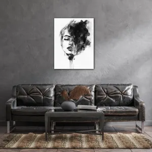 Impresi Obraz Maľovaný portrét ženy čiernobiely - 70 x 90 cm