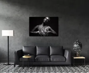 Impresi Obraz Portrét ženy čierno strieborný - 90 x 60 cm