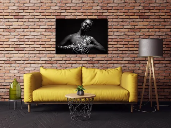Impresi Obraz Portrét ženy čierno strieborný - 90 x 60 cm