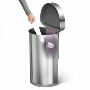 Simplehuman SEMI-ROUND 45L - silver - Bezdotykový kôš