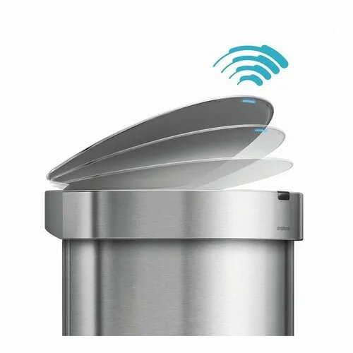 Simplehuman SEMI-ROUND 45L - silver - Bezdotykový kôš