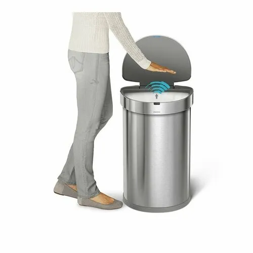 Simplehuman SEMI-ROUND 45L - silver - Bezdotykový kôš
