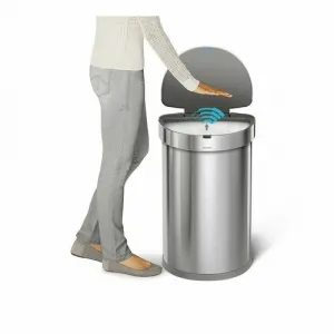 Simplehuman SEMI-ROUND 45L - silver - Bezdotykový kôš
