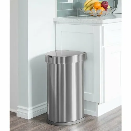 Simplehuman SEMI-ROUND 45L - silver - Bezdotykový kôš