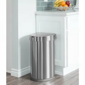 Simplehuman SEMI-ROUND 45L - silver - Bezdotykový kôš