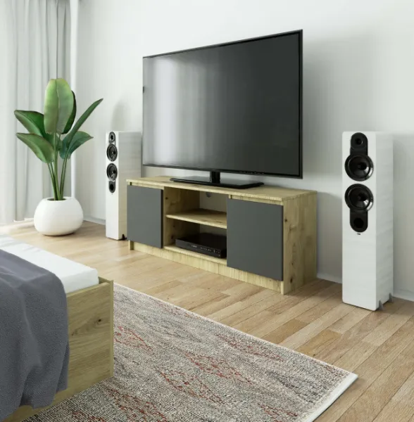 Ak furniture TV stolík Beron 140 cm dub artisan/grafitová sivá