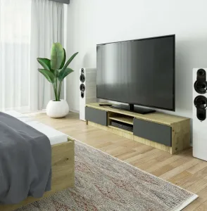 Ak furniture TV stolík Ronon 160 cm remeselný dub/grafit sivý