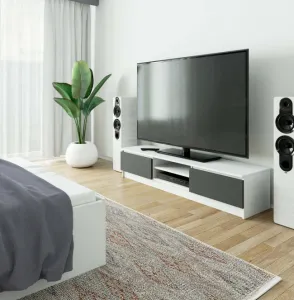 Ak furniture TV stolík Ronon 160 cm biely/grafitovo sivý