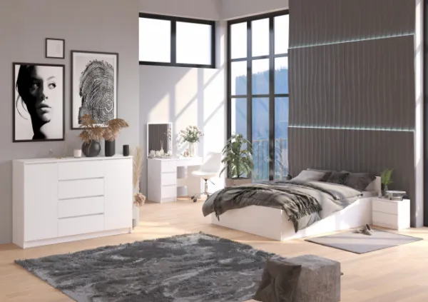 Ak furniture Posteľ CLP 140x200 cm dvojlôžko s roštom biela