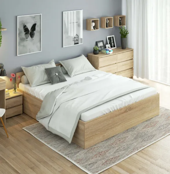 Ak furniture Posteľ CLP 180x200 cm dvojlôžko s roštom dub sonoma