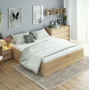 Ak furniture Posteľ CLP 180x200 cm dvojlôžko s roštom dub sonoma