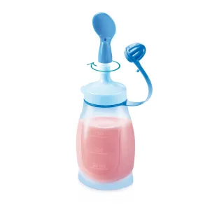 TESCOMA pružná fľaša PAPU PAPI 200 ml, s lyžičkou, modrá 