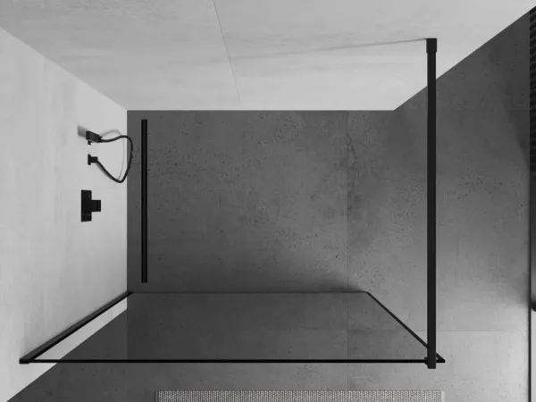 OLSEN SPA - Walk-in sprchovací kút ALGORA BLACK - FARBA rámu - Čierna, Rozmer A - 100, Rozmer C - 195, Smer zatvárania - Univerzálne Ľavé / Pravé, Výplň - Maľované bezpečnostné sklo - 6 mm OLBALGO100BC