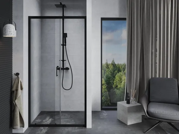 OLSEN SPA - Sprchové dvere do niky TREOS NEW BLACK - FARBA rámu - Čierna matná, Rozmer A - 100, Smer zatvárania - Univerzálne Ľavé / Pravé, Výplň - Číre bezpečnostné sklo - 6 mm OLBTREO100BC