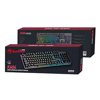 Marvo SOLDAT 20 K604 CZ/SK, Klávesnice CZ/SK, herní, membránová typ drátová (USB), černá, podsvícená