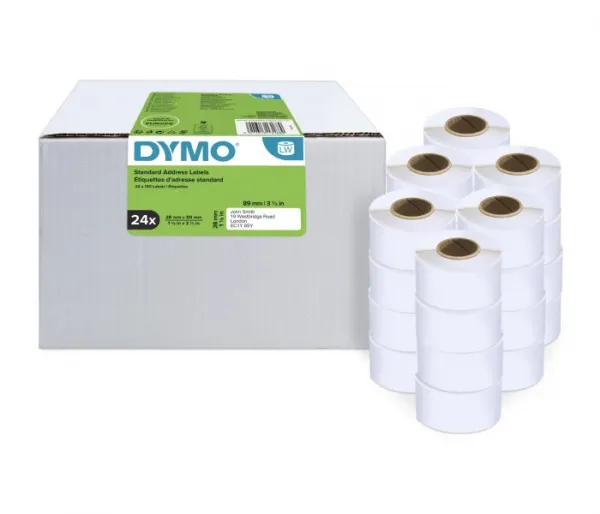 Dymo S0722360 papierové štítky 89mm x 28mm, biele, adresné, 24 x 130 ks